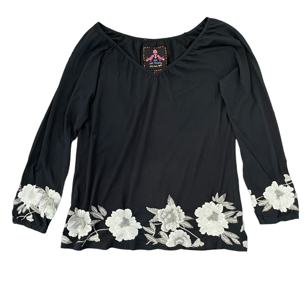 Johnny Was Floral Embroidered Tunic Top, Size M